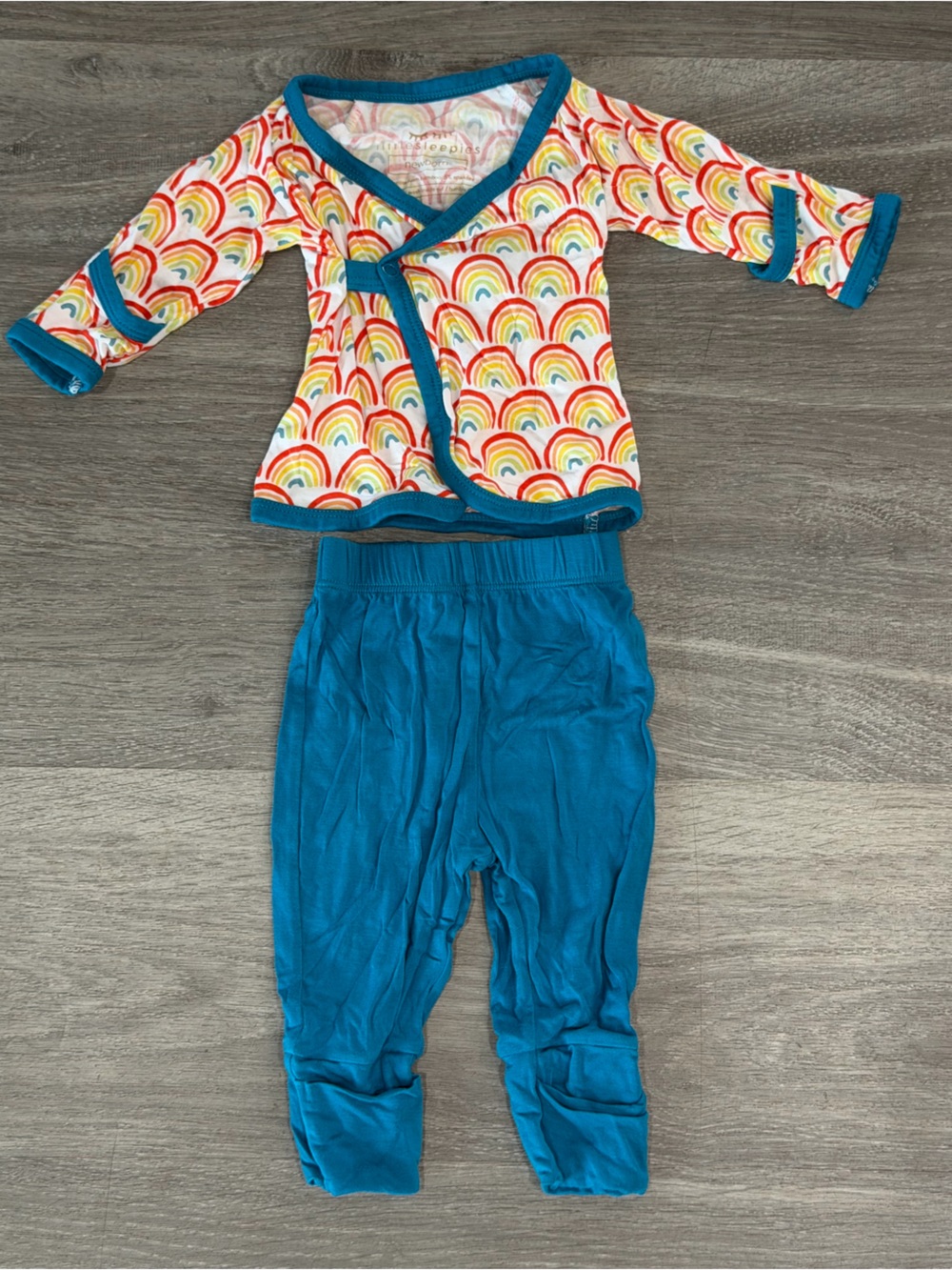 Little Sleepies Over The Rainbow Bamboo Kimono Top & Pants Set Newborn NB